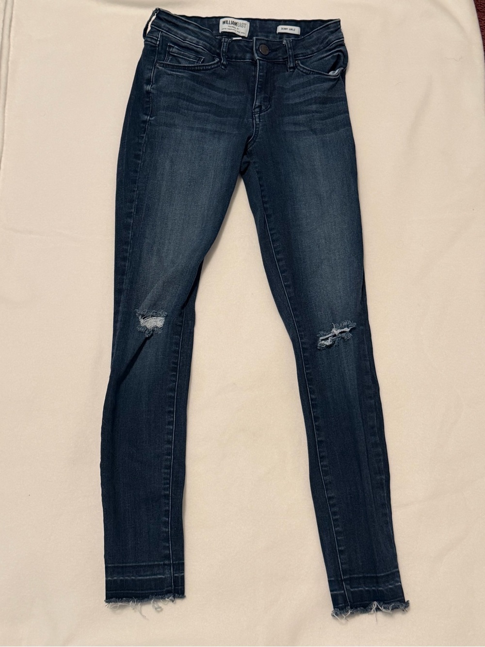 William Rast Skinny Jeans in Dark Blue with Knee Rips